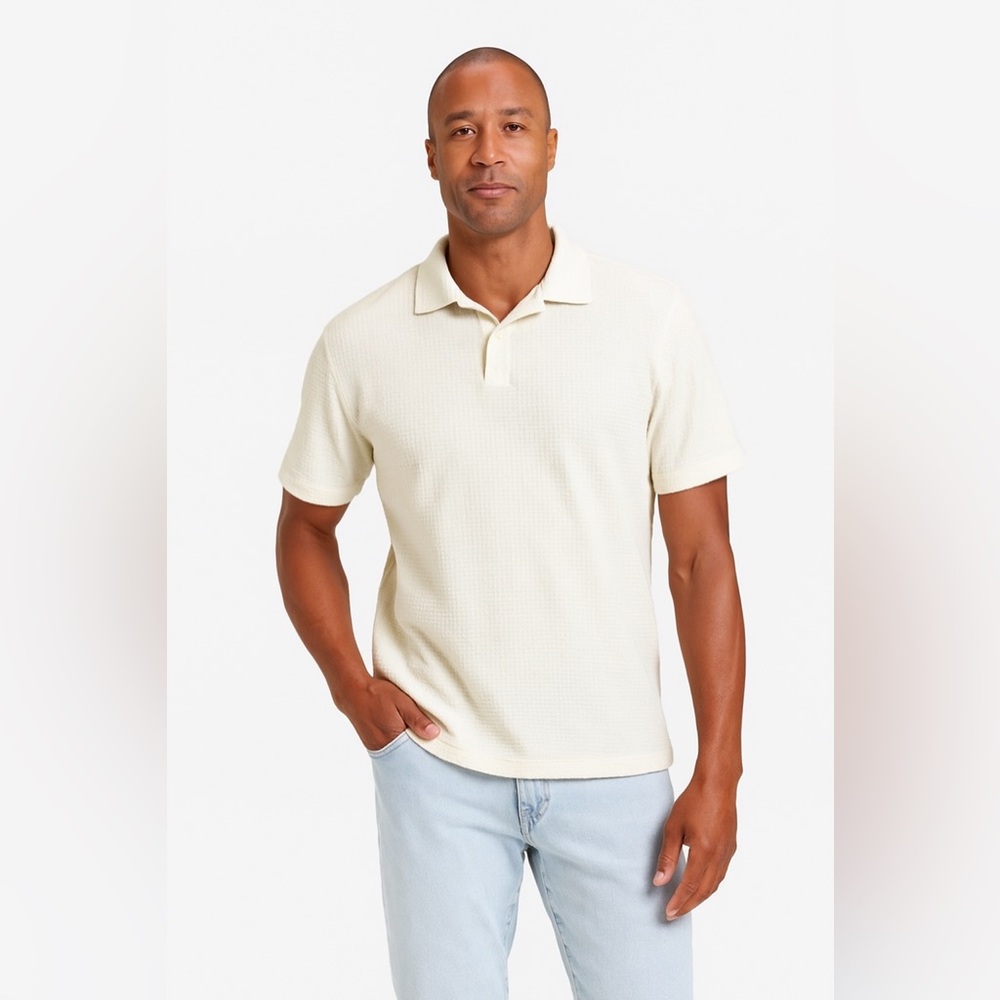 Goodfellow & Co Men's Lightweight Cream Polo Shirt Large NWT